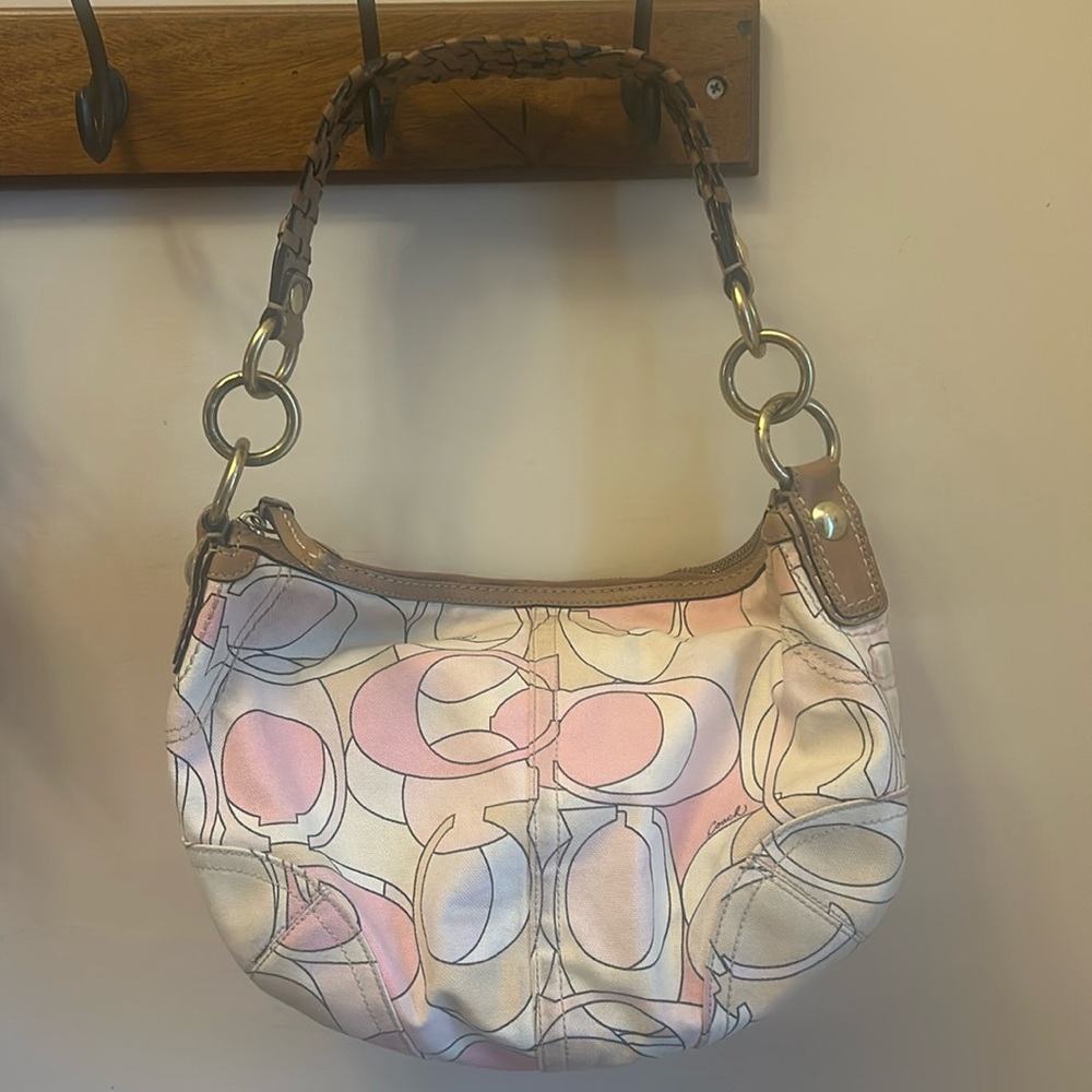 Coach Purse with Leather and Gold detail